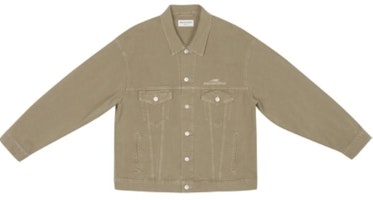 (Women) Balenciaga Beige Oversized Single-Breasted Denim Jacket with Pockets. 681804TJW940260 (Women) Balenciaga Beige Oversized Single-Breasted Denim Jacket with Pockets. 681804TJW940260