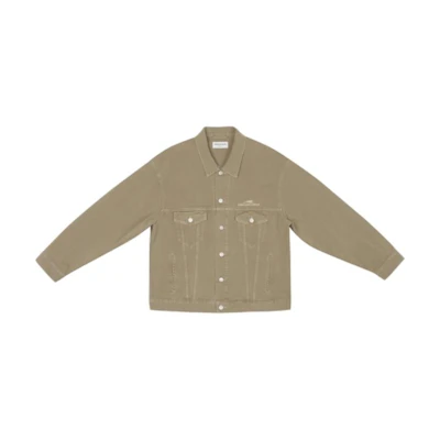 (Women) Balenciaga Beige Oversized Single-Breasted Denim Jacket with Pockets. 681804TJW940260