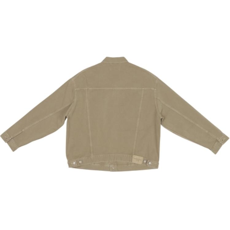 Lookbook (W) Balenciaga Jaket Denim Oversized Beige dengan Poket Lelaki/Wanita. 681804TJW940260