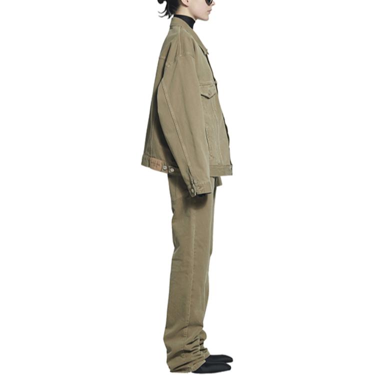 Details for (W) Balenciaga Jaket Denim Oversized Beige dengan Poket Lelaki/Wanita. 681804TJW940260