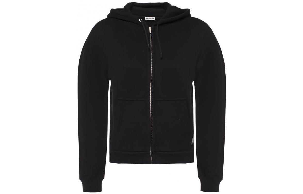 (Women) Balenciaga  Black Alphabet Print Zip-Up Hoodie Sweatshirt 556088-TDV17-1000