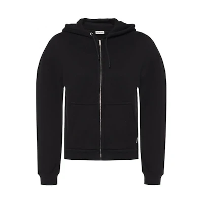 (Women) Balenciaga Black Alphabet Print Zip-Up Hoodie Sweatshirt 556088-TDV17-1000