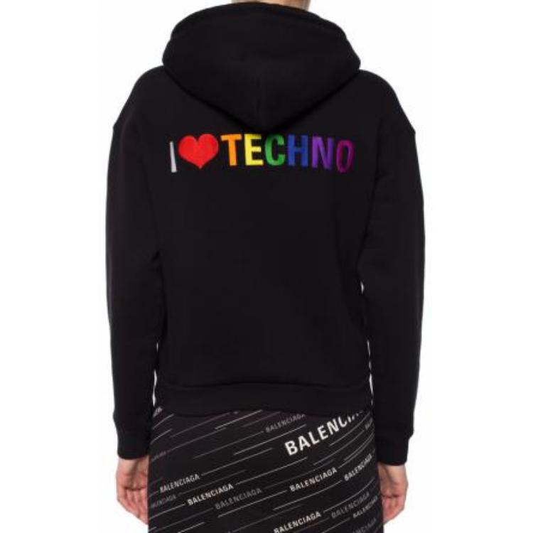 (Women) Balenciaga  Black Alphabet Print Zip-Up Hoodie Sweatshirt 556088-TDV17-1000 圖 3