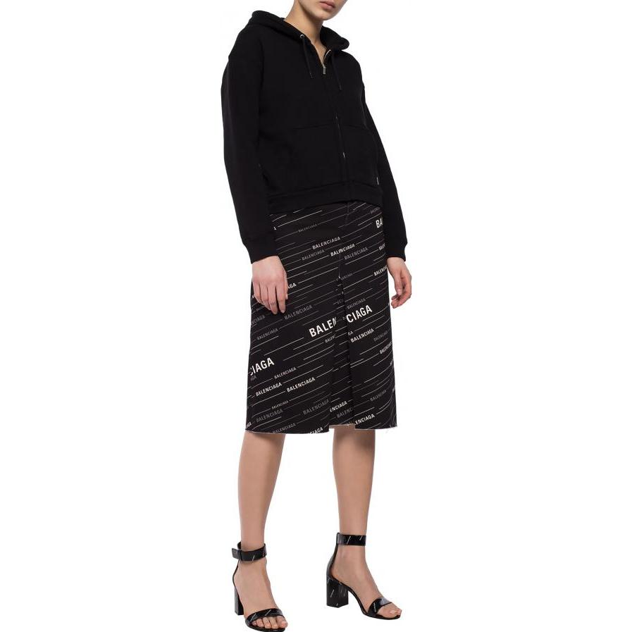 (Women) Balenciaga  Black Alphabet Print Zip-Up Hoodie Sweatshirt 556088-TDV17-1000 圖 4