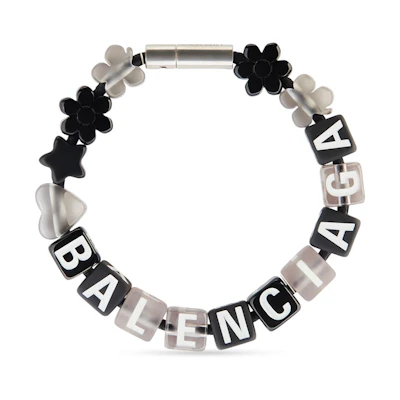 (Women) Balenciaga Black Bracelet Floral Clover Star Heart Brass Cotton Polyester. 644622TZY4S7068