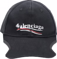 (Women) Balenciaga Black Cotton Cap with Letter Print Design. 788752410B2 (Women) Balenciaga Black Cotton Cap with Letter Print Design. 788752410B2