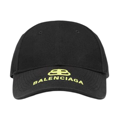 (Women) Balenciaga Black Cotton Cap with Logo Embellishment. 577548310B21075