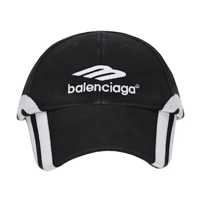 (Women) Balenciaga Black Cotton Logo Baseball Cap 766860410b21702