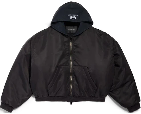 (W) Balenciaga 黑色拉鍊短版連帽外套附Logo。 805512TRO511000 Buy (W) Balenciaga 黑色拉鍊短版連帽外套附Logo。 805512TRO511000