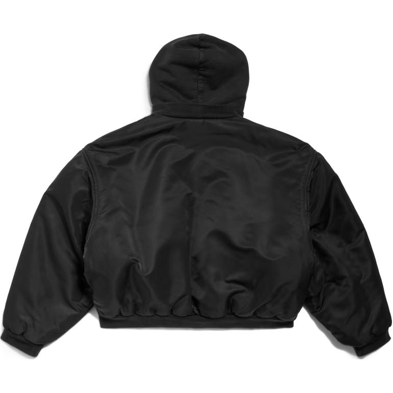 (Women) Balenciaga  Black Cropped Zip Hoodie Jacket with Logo. 805512TRO511000 圖 3