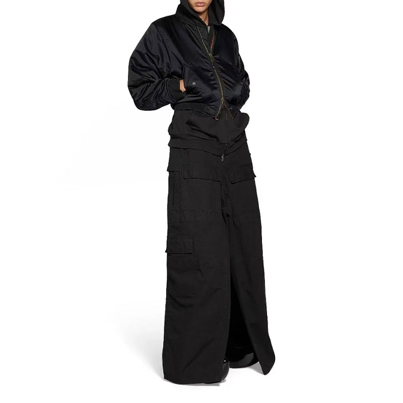 (Women) Balenciaga  Black Cropped Zip Hoodie Jacket with Logo. 805512TRO511000 圖 5