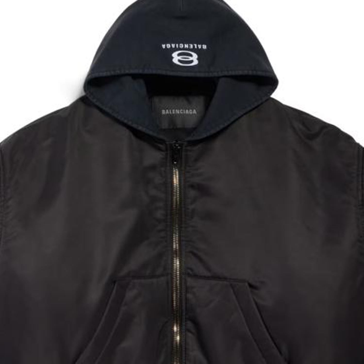 (Women) Balenciaga  Black Cropped Zip Hoodie Jacket with Logo. 805512TRO511000 圖 7