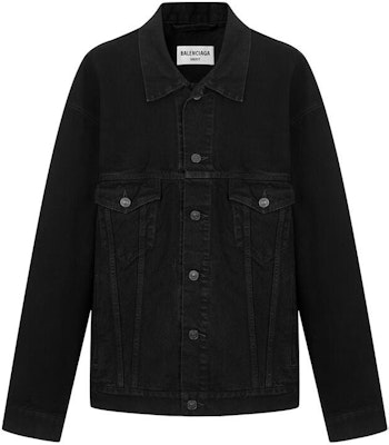 (W) Balenciaga Jaket Denim Hitam dengan Cetakan Huruf Logo. 675206TEW050110 Order (W) Balenciaga Jaket Denim Hitam dengan Cetakan Huruf Logo. 675206TEW050110