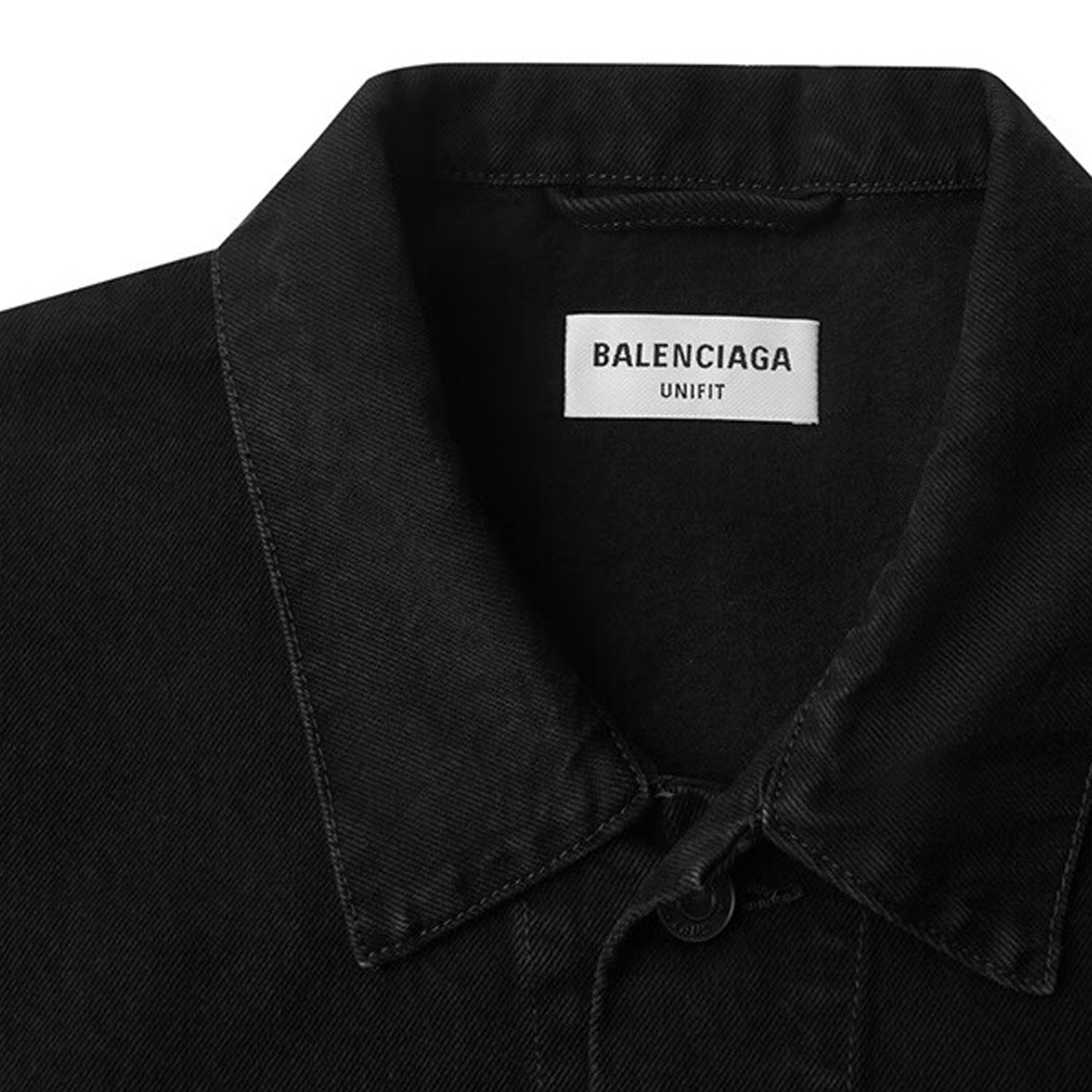 Details for (W) Balenciaga Jaket Denim Hitam dengan Cetakan Huruf Logo. 675206TEW050110