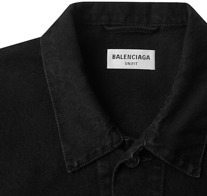 (W) Balenciaga Jaket Denim Hitam dengan Cetakan Huruf Logo. 675206TEW050110 Details for (W) Balenciaga Jaket Denim Hitam dengan Cetakan Huruf Logo. 675206TEW050110