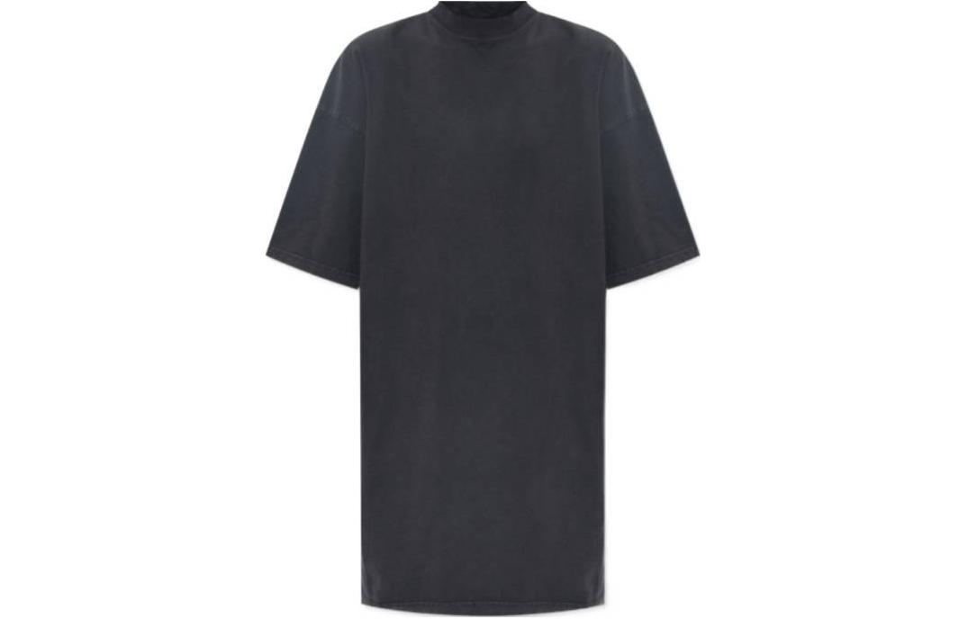 (Women) Balenciaga  Black Grey Logo Crew Neck T-Shirt Regular Fit. 739037TPVU4-1569