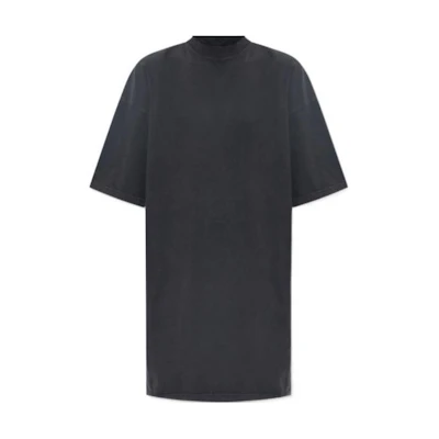 (Women) Balenciaga Black Grey Logo Crew Neck T-Shirt Regular Fit. 739037TPVU4-1569