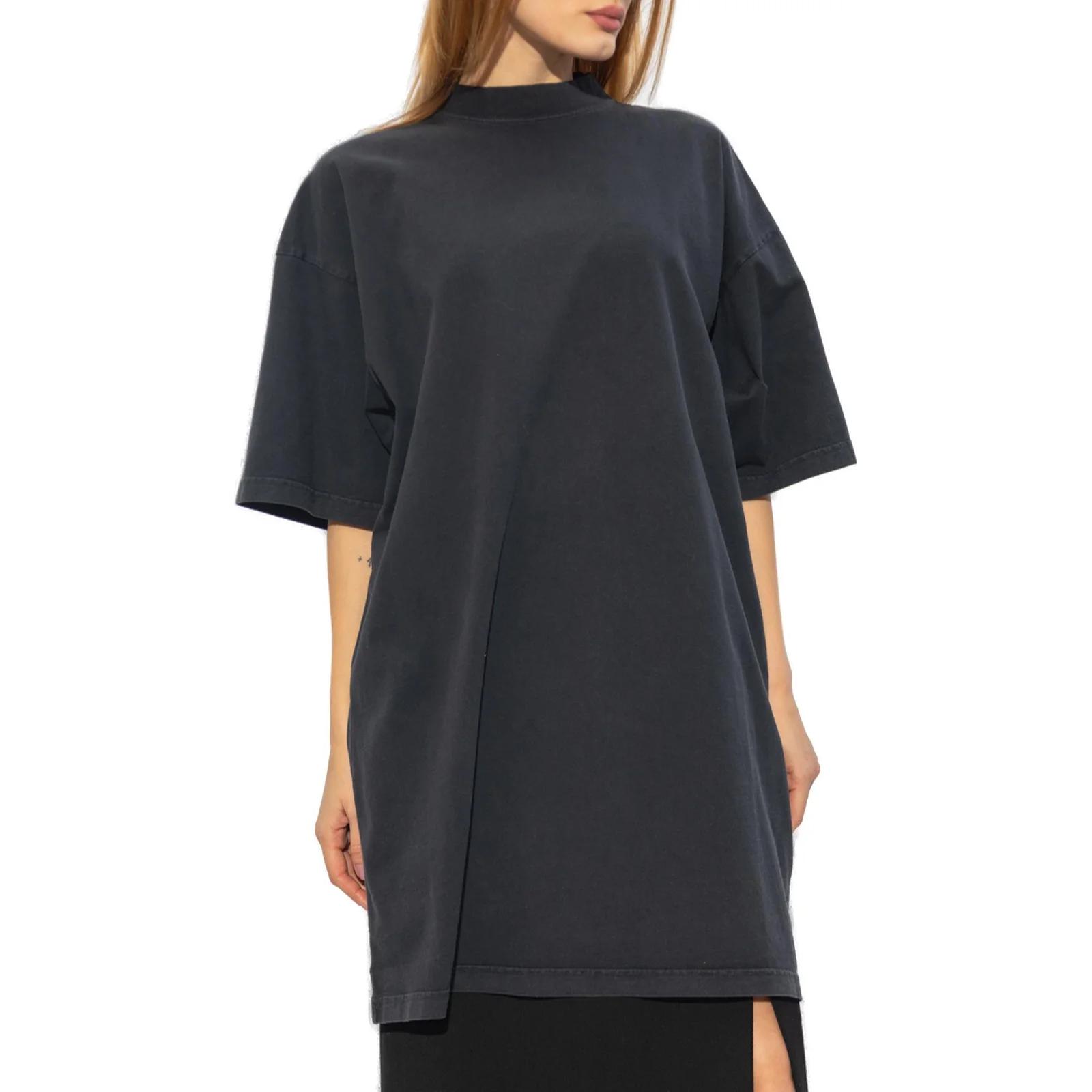 (Women) Balenciaga  Black Grey Logo Crew Neck T-Shirt Regular Fit. 739037TPVU4-1569 圖 3