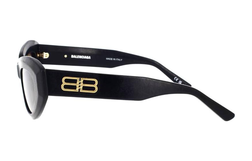 Shop (W) Balenciaga Cermin Mata Hitam Bingkai Unik dengan Logo di Tangkai. BB0236S001