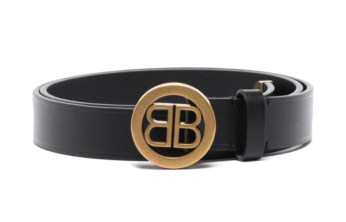 Order (Women) Balenciaga  Black Leather Belt with Smooth Buckle 2.5CM Wide 6203281CH04