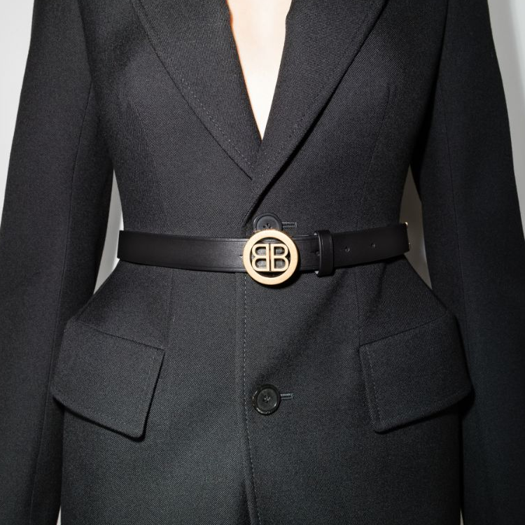 Lookbook (Women) Balenciaga  Black Leather Belt with Smooth Buckle 2.5CM Wide 6203281CH04