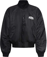 (Women) Balenciaga Black Letter Print Baseball Collar Long Sleeve Jacket. 768924TNO271000 (Women) Balenciaga Black Letter Print Baseball Collar Long Sleeve Jacket. 768924TNO271000