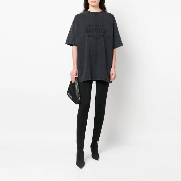 (Women) Balenciaga  Black Letter Print Crewneck T-Shirt. 641655TMVH81055 圖 4