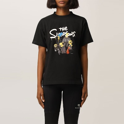 (W) バレンシアガ ブラック レタープリント グラフィック クルーネック Tシャツ クラシックフィット 670943TLVG70100 Shop (W) バレンシアガ ブラック レタープリント グラフィック クルーネック Tシャツ クラシックフィット 670943TLVG70100