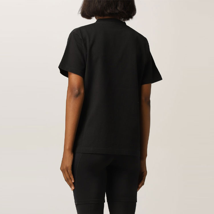 Purchase (W) バレンシアガ ブラック レタープリント グラフィック クルーネック Tシャツ クラシックフィット 670943TLVG70100