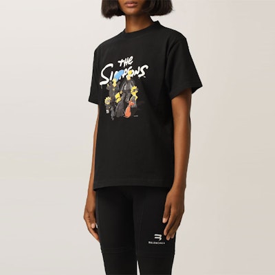 (W) バレンシアガ ブラック レタープリント グラフィック クルーネック Tシャツ クラシックフィット 670943TLVG70100 Details for (W) バレンシアガ ブラック レタープリント グラフィック クルーネック Tシャツ クラシックフィット 670943TLVG70100