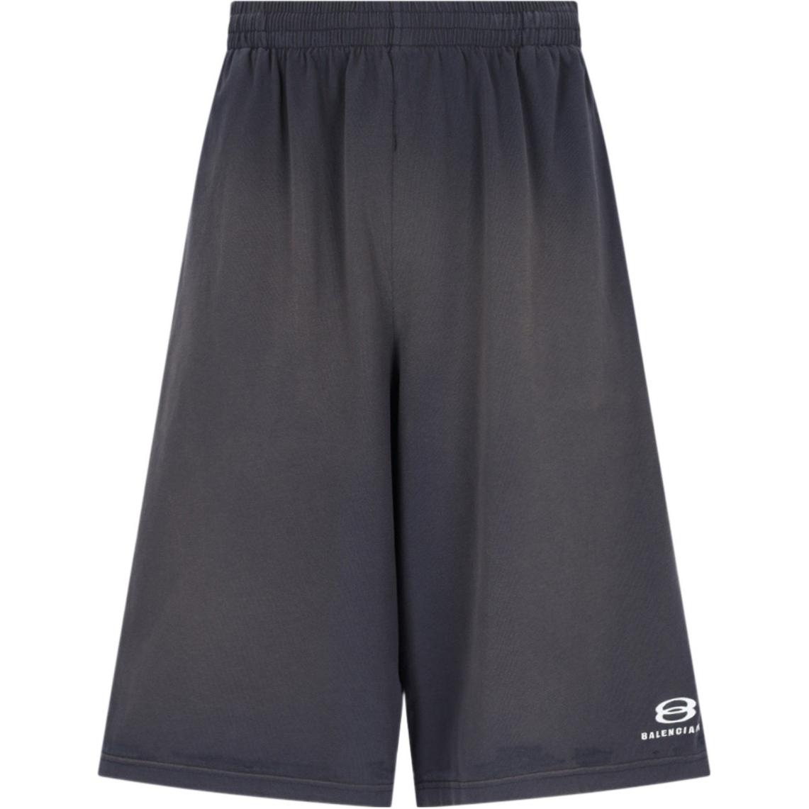 (Women) Balenciaga  Black Letter Print Mid-Waist Relaxed Fit Casual Shorts. 795261TPVG91569