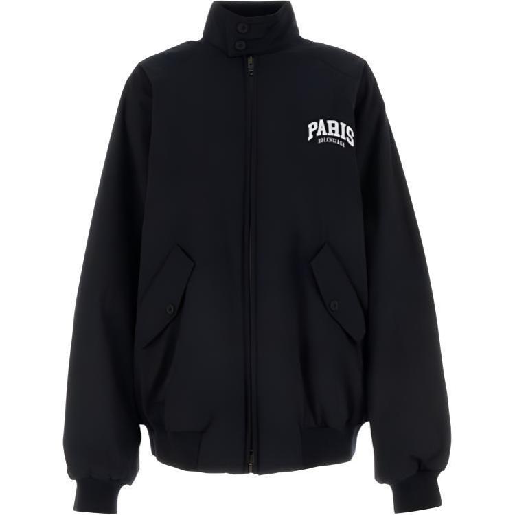 (Women) Balenciaga  Black Letter Print Zip-Up High Collar Jacket 774066TBP011000