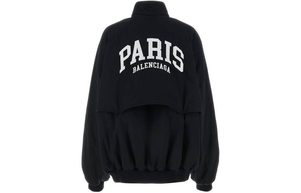 Lookbook (W) バレンシアガ ブラック レタープリント ジップアップ ハイカラー ジャケット 774066TBP011000