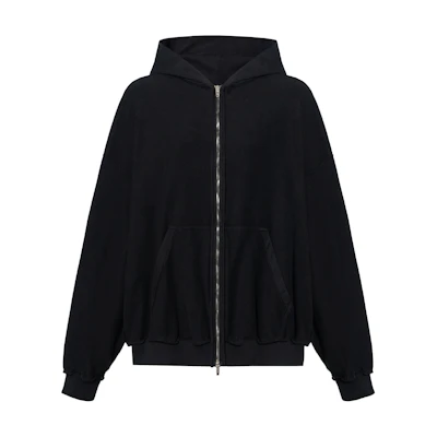 (Women) Balenciaga Black Letter Print Zip-Up Hoodie Jacket. 790378TQVJ31569
