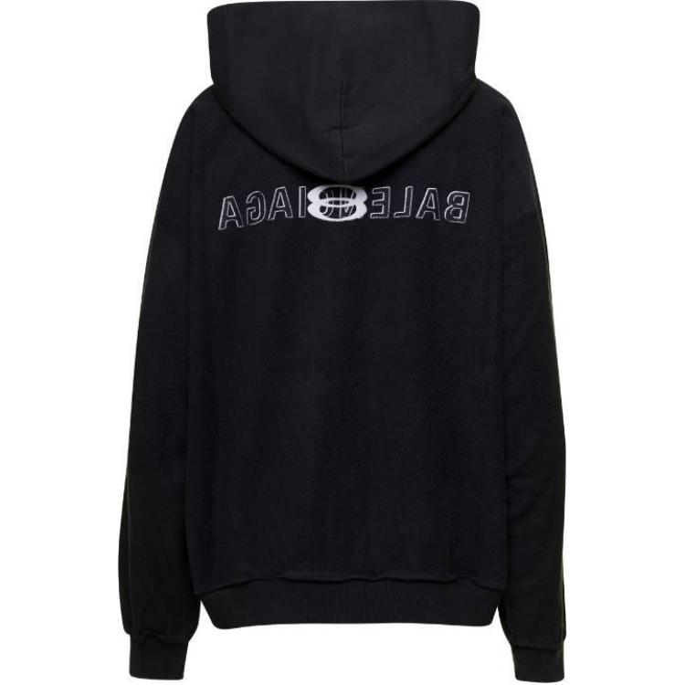 (Women) Balenciaga  Black Letter Print Zip-Up Hoodie Jacket. 790378TQVJ31569 圖 3