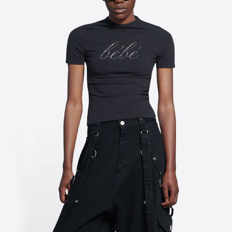 (Women) Balenciaga  Black Logo Crewneck T-Shirt SS22 681057TLVH61000 圖 4