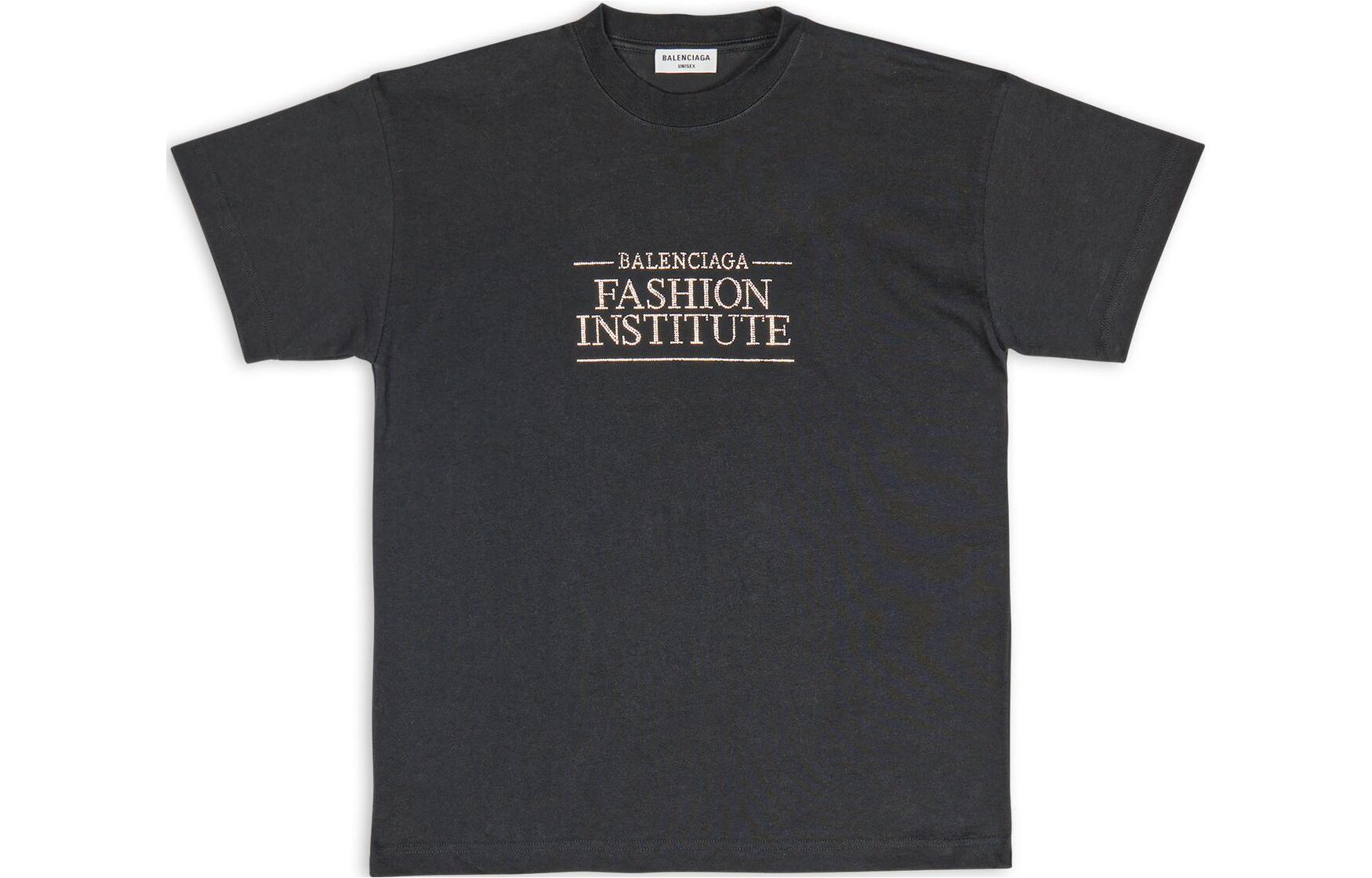 (Women) Balenciaga  Black Logo Crystal T-Shirt FW22 Oversized Crewneck Tee. 612965TMVO91073