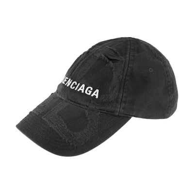 (Women) Balenciaga Black Logo Embroidered Cotton Baseball Cap. 719282410B21077