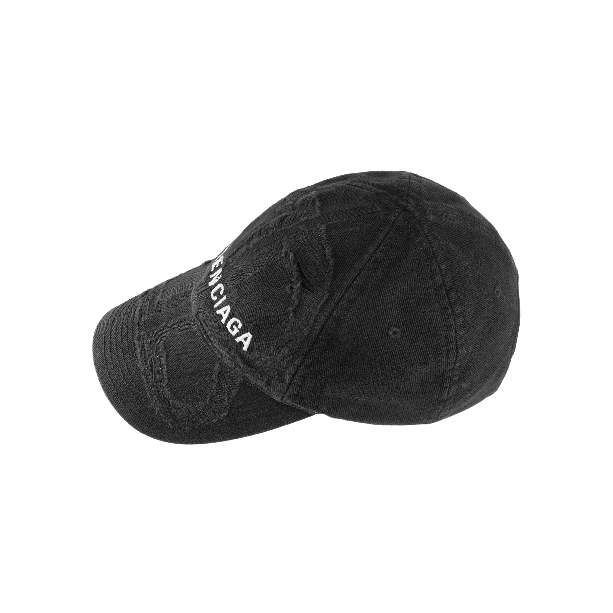 Shop (W) 발렌시아가 블랙 로고 자수 코튼 베이스볼 캡. 719282410B21077