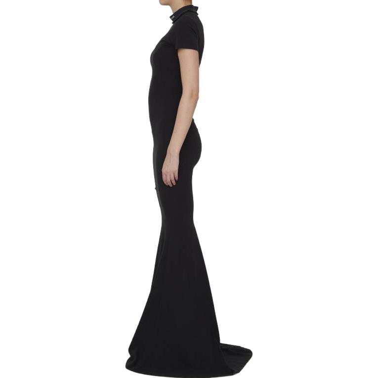 Details for (Women) Balenciaga  Black Logo Embroidered Slim Fit Short Sleeve Dress SS23. 744730TOVR91055