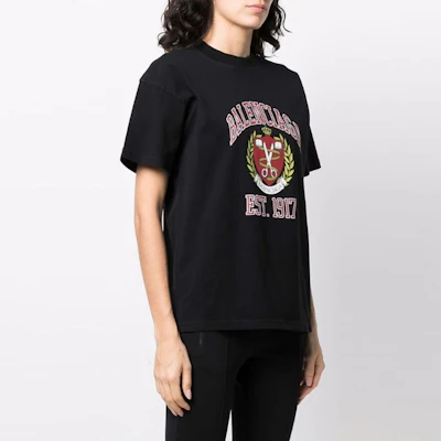 (W) 巴黎世家 黑色印花标志圆领休闲常规版型T恤 612965TLV891076 Purchase (W) 巴黎世家 黑色印花标志圆领休闲常规版型T恤 612965TLV891076