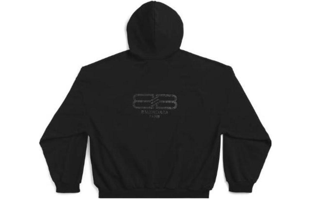 Lookbook (W) Balenciaga 黑色印花連帽衫 - 寬鬆版型上衣。 739024TOVU91055