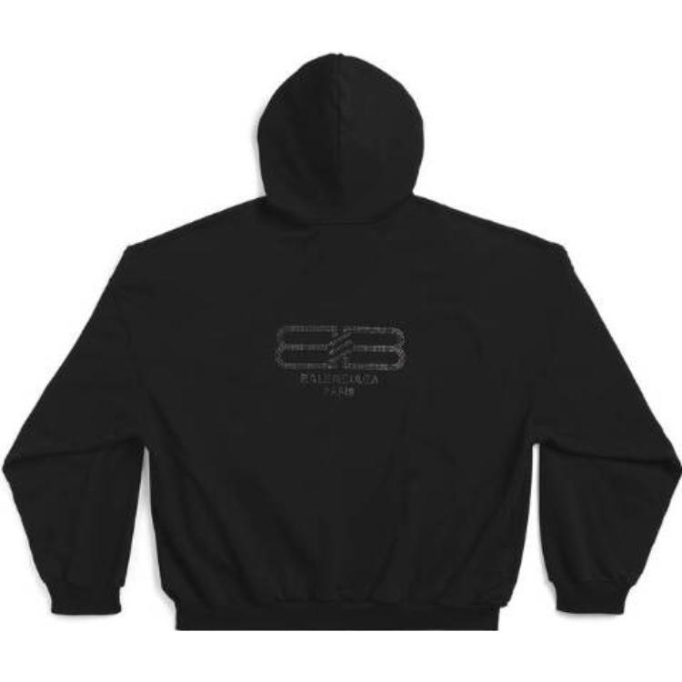 Purchase (W) Balenciaga 黑色印花連帽衫 - 寬鬆版型上衣。 739024TOVU91055