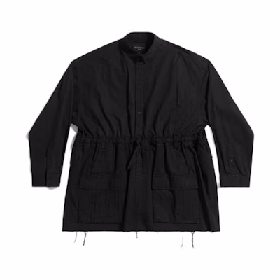(Women) Balenciaga Black Long-Sleeve Midi Casual Dress. 720102TNP041000