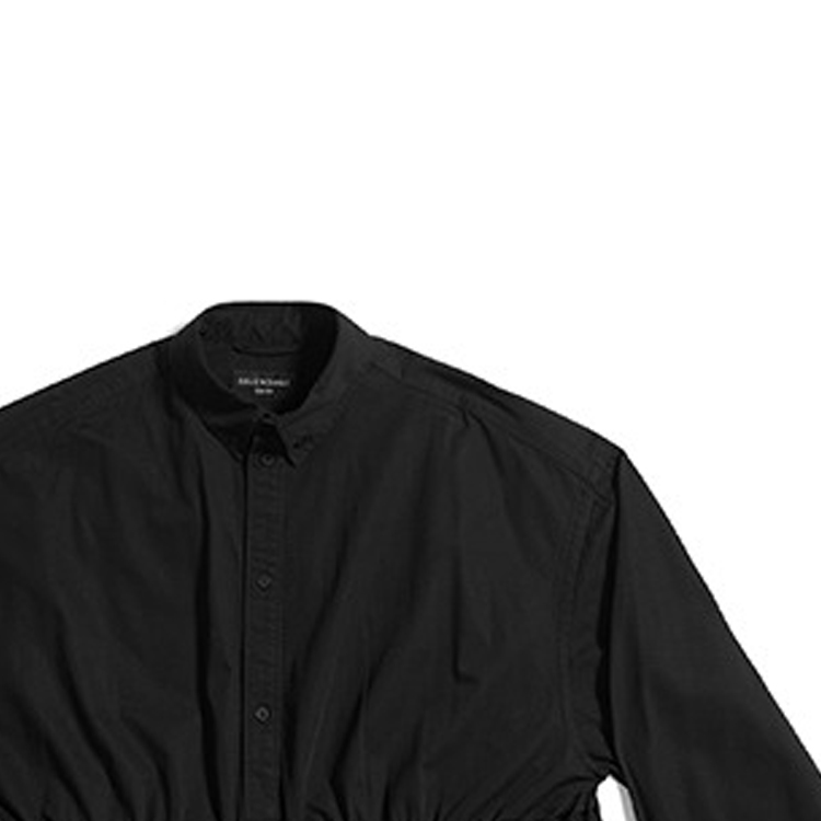 Sizing (W) 발렌시아가 블랙 롱슬리브 미디 캐주얼 원피스. 720102TNP041000