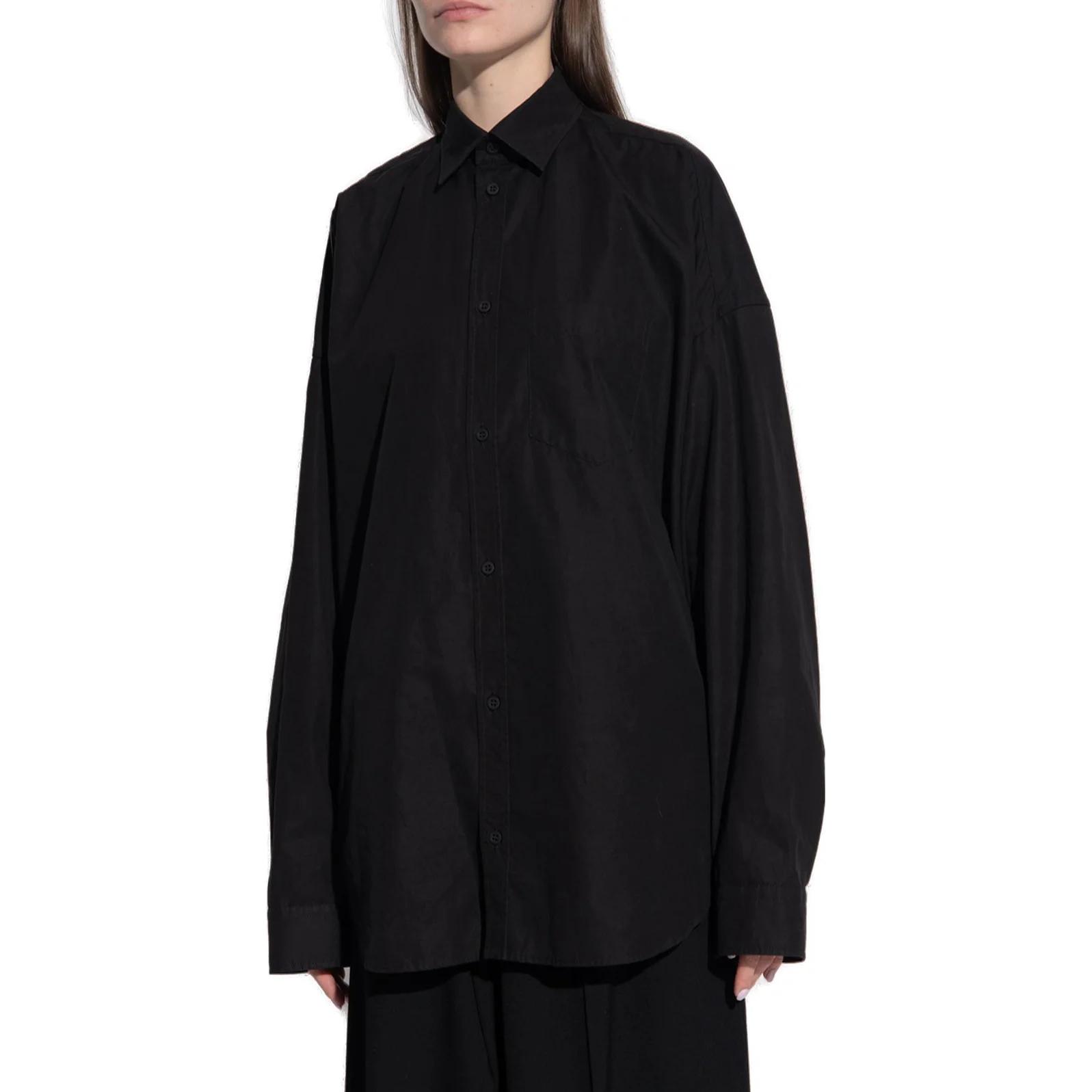 (Women) Balenciaga  Black Long Sleeve Shirt with Single Button & Pointed Collar 725395TYB181000 圖 3