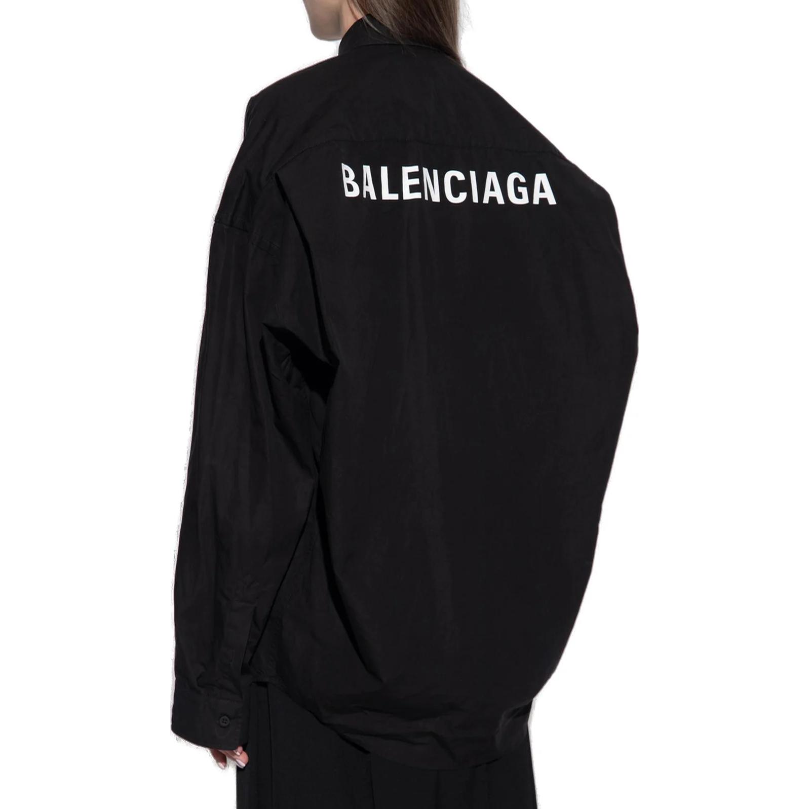 (Women) Balenciaga  Black Long Sleeve Shirt with Single Button & Pointed Collar 725395TYB181000 圖 4