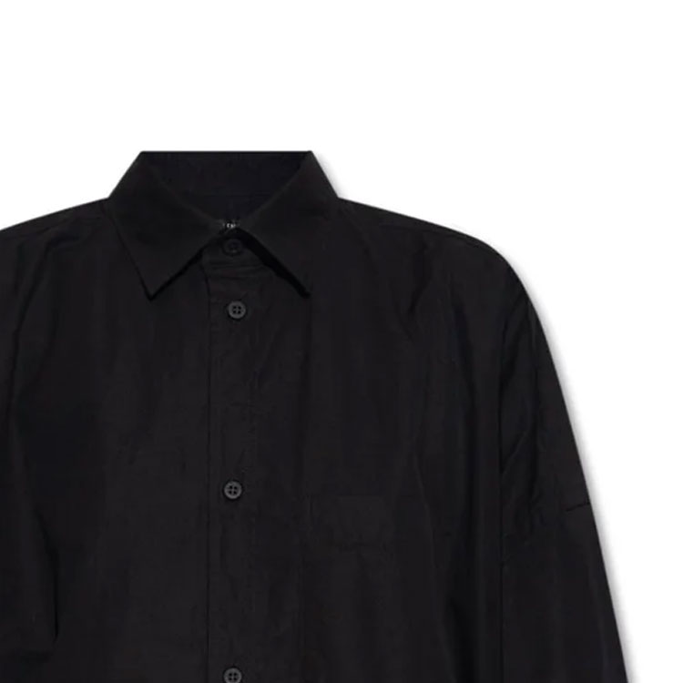 (Women) Balenciaga  Black Long Sleeve Shirt with Single Button & Pointed Collar 725395TYB181000 圖 5