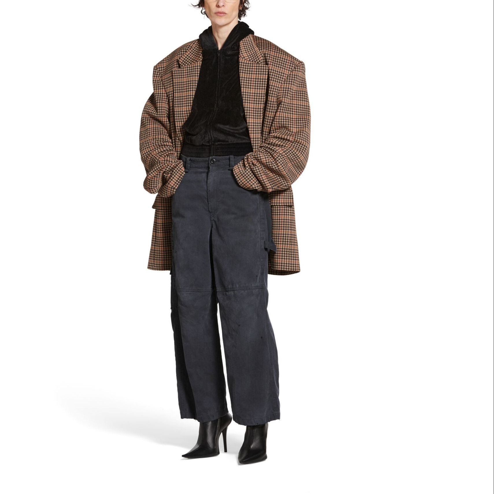 (Women) Balenciaga  Black Loose-Fit Mid-Rise Straight-Leg Cropped Jeans 746491TLP061000 圖 4