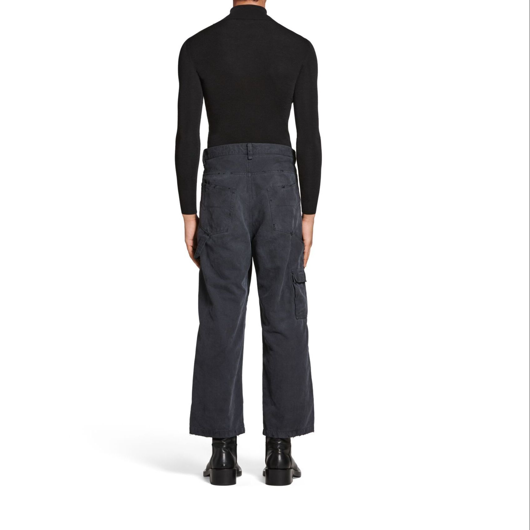 (Women) Balenciaga  Black Loose-Fit Mid-Rise Straight-Leg Cropped Jeans 746491TLP061000 圖 7